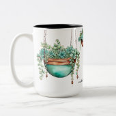 ターコイズつると銅ポットの多肉類 ツートーンマグカップ (左)