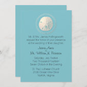 ターコイズとアイボリーサンドドル結婚式招待状 招待状 (正面/裏面)