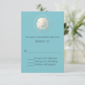 ターコイズとアイボリー砂ドル応答カード 出欠カード (スタンド正面)