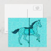 ターコイズとアクアのメリーゴーラウンドの馬 ポストカード (正面/裏面)