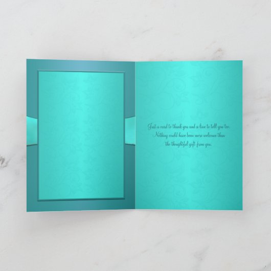 ターコイズとアクアの花柄II 感謝カード (内部)