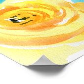 ターコイズとイエローのフラワーブライダルシャワー ポスター (角)