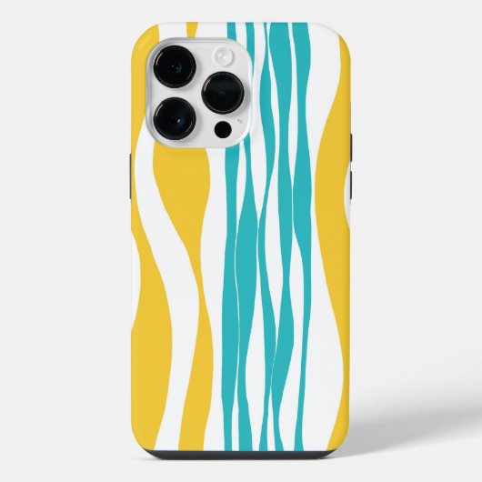 ターコイズとイエローの潮の満ち引き iPhoneケース (裏面)