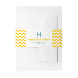 ターコイズとイエローシェフ結婚ロン 招待状ベリーバンド