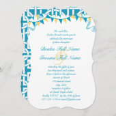 ターコイズとイエローバンティンペナント結婚ズ 招待状 (正面/裏面)