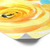 ターコイズとイエローフローラ結婚の歓迎 ポスター (角)