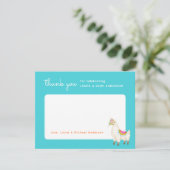 ターコイズとイエローラマのベビーシャワー サンキューカード (スタンド正面)
