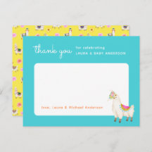 ターコイズとイエローラマのベビーシャワー