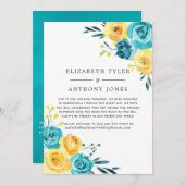 ターコイズとイエロ結婚ーの減らゲストリスト 案内状 (正面/裏面)