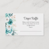 ターコイズとオフホワイトの野の花 おむつくじ エンクロージャーカード (正面)