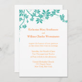 ターコイズとオレンジの結婚式招待状 招待状 (正面/裏面)