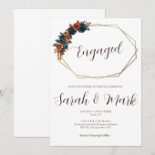 ターコイズとオレンジの色調のエンゲージメント招待状テンプレートです。 招待状 (正面/裏面)