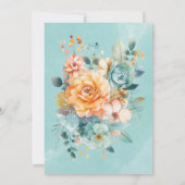 ターコイズとオレンジ結婚牡丹の 招待状 (裏面)