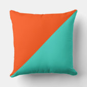 ターコイズとオレンジ色の無地の背景 クッション (裏面)