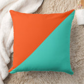 ターコイズとオレンジ色の無地の背景 クッション (ブランケット)
