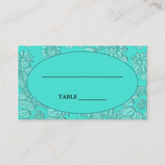 ターコイズとオーバルのデイジー結婚ズ プレイスカード (正面)
