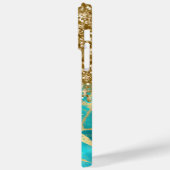 ターコイズとキラキラ金ゴールドグラムパーソナライズされた Case-Mate iPhoneケース (裏面 / 左)