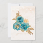 ターコイズとクリーミーゴールドのバラ シングルパーティー招待状 招待状 (裏面)