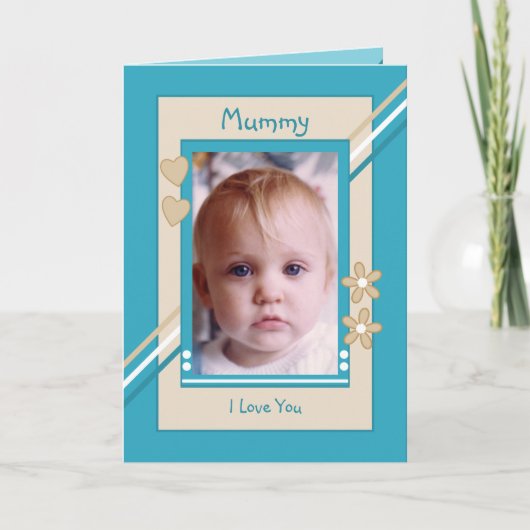 ターコイズとクリームとフォトミイラの誕生日 カード (正面)