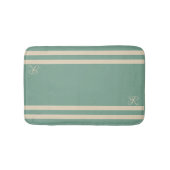 ターコイズとクリームストライプモノグエレガントラム バスマット (正面)