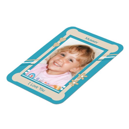 ターコイズとクリーム愛ミイラ写真 マグネット (左側)