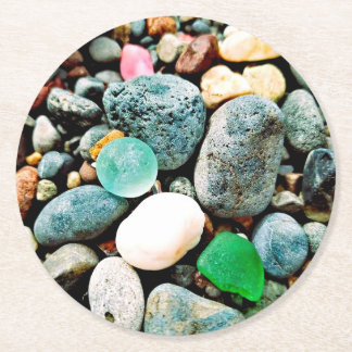 ターコイズとグリーンシーガスラパルプボードコースター ラウンドペーパーコースター