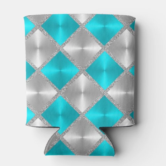 ターコイズとグレーとシルバースクウェア 缶クーラー (裏面)