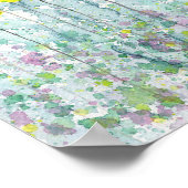 ターコイズとグレーのポピー、水彩の花の壁 ポスター (角)