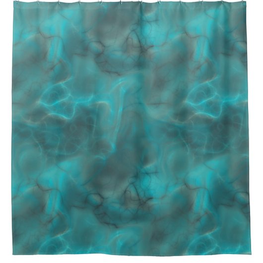ターコイズとグレーの大理石抽象芸術 シャワーカーテン (正面)
