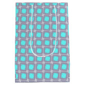 ターコイズとグレーの幾何学的パターン ミディアムペーパーバッグ (裏面)