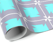 ターコイズとグレーの幾何学的パターン ラッピングペーパー (ロールコーナー)