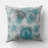 ターコイズとグレーの幾何学的抽象芸術 クッション (裏面)