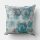 ターコイズとグレーの幾何学的抽象芸術 クッション (正面)