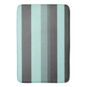 ターコイズとグレーの抽象芸術ストライプ バスマット (正面縦)