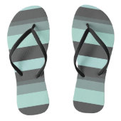 ターコイズとグレーの抽象芸術ストライプ ビーチサンダル (ソール)