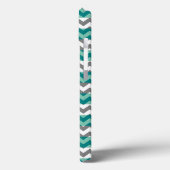 ターコイズとグレーシェブロンジグモノグラム Case-Mate iPhoneケース (裏面 / 左)