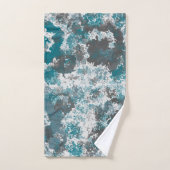 ターコイズとグレーマーブル抽象芸術装飾用クッション バスタオルセット (ハンドタオル)
