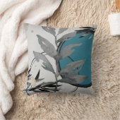 ターコイズとグレー芸術的抽象芸術水色 クッション (ブランケット)