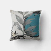 ターコイズとグレー芸術的抽象芸術水色 クッション (裏面)