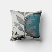 ターコイズとグレー芸術的抽象芸術水色 クッション (正面)