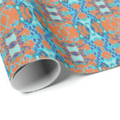 ターコイズとコーラルのアフリカン装飾柄 ラッピングペーパー (ロールコーナー)