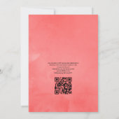 ターコイズとコーラルの花QRコード招待状 結婚式 招待状 (裏面)