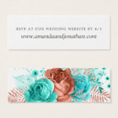 ターコイズとコーラルウォーター色フローラウェディングRSVP (正面&裏面)