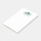 ターコイズとコーラルウォーター色フローラ ポストイット (アングル)