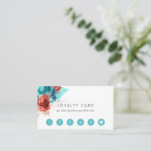 ターコイズとコーラルウォーター色フローラ ロイヤリティカード (スタンド正面)