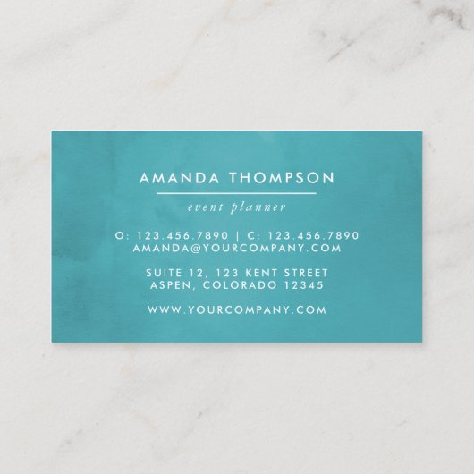 ターコイズとコーラルウォーター色フローラ 名刺 (裏面)