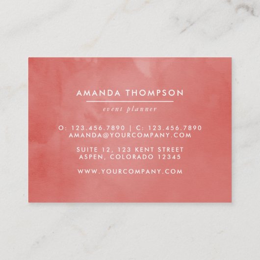 ターコイズとコーラルウォーター色フローラ 名刺 (裏面)