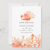 ターコイズとコーラルビーチウェディングフォト セーブザデート (正面)