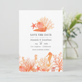 ターコイズとコーラルビーチウェディングフォト セーブザデート (スタンド正面)