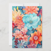 ターコイズとコーラルフローラ結婚ズ 招待状 (裏面)